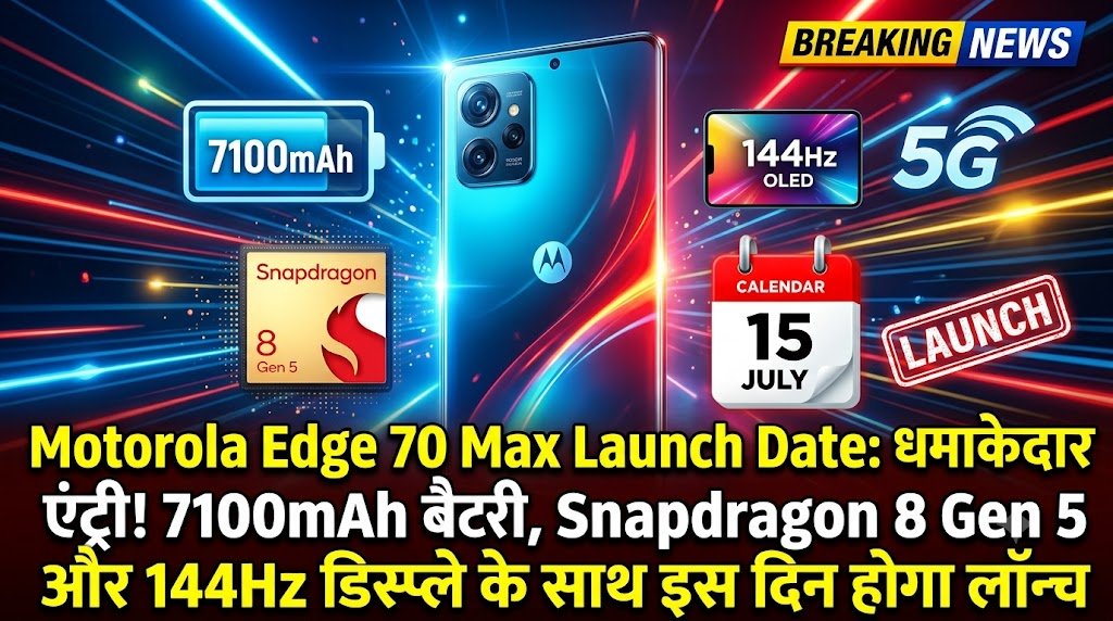 Motorola Edge 70 Max Launch Date: धमाकेदार एंट्री! 7100mAh बैटरी, Snapdragon 8 Gen 5 और 144Hz डिस्प्ले के साथ इस दिन होगा लॉन्च 3 Motorola Edge 70 Max Launch Date 7100mAh Battery Snapdragon 8 Gen 5 144Hz Display