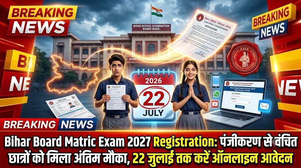 Bihar Board Matric Exam 2027 Registration: पंजीकरण से वंचित छात्रों को मिला अंतिम मौका, 22 जुलाई तक करें ऑनलाइन आवेदन 4 Bihar Board Matric Exam 2027 Registration: पंजीकरण से वंचित छात्रों को मिला अंतिम मौका, 22 जुलाई तक करें ऑनलाइन आवेदन