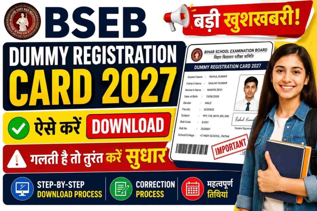 BSEB Dummy Registration Card 2027 Download और Correction की जानकारी