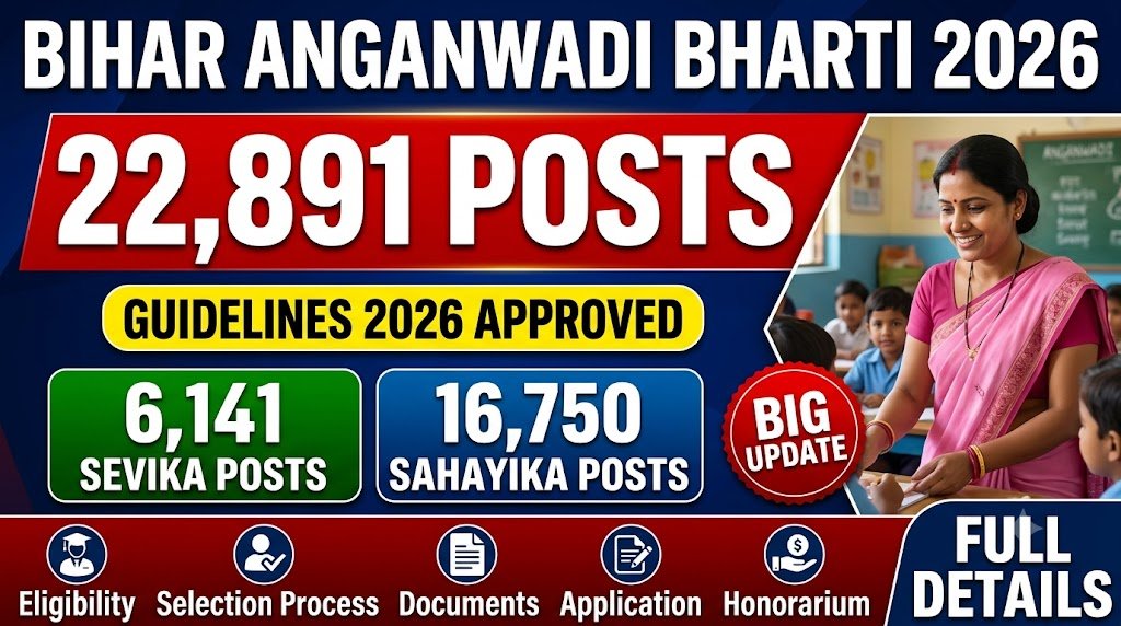 Bihar Anganwadi Bharti 2026:22,891 पदों पर शानदार भर्ती, सेविका और सहायिका चयन मार्गदर्शिका 2026 को मिली मंजूरी, जानें पूरी जानकारी 2 Bihar Anganwadi Bharti 2026 में 22891 सेविका और सहायिका पदों पर भर्ती