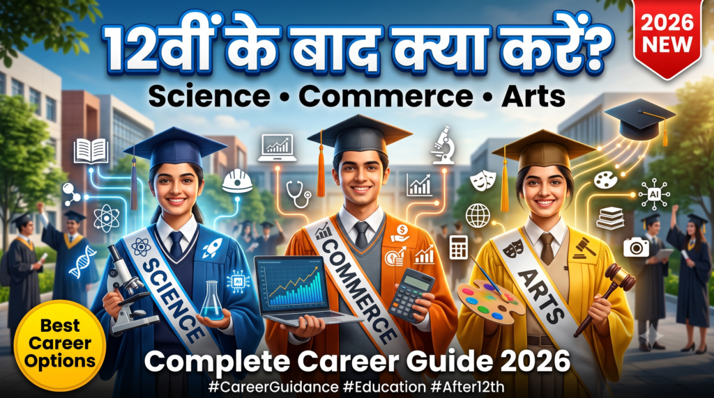 12वीं के बाद क्या करें? Science, Commerce और Arts छात्रों के लिए Career Guide 2026 5 12वीं के बाद क्या करें? Science, Commerce और Arts छात्रों के लिए Career Guide 2026