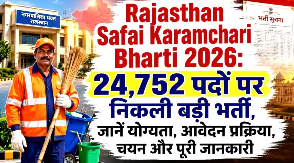 Rajasthan Safai Karamchari Bharti 2026 के 24,752 पदों की भर्ती से जुड़ी प्रमुख जानकारी।