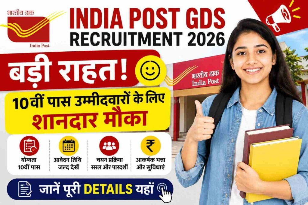 India Post GDS Recruitment 2026 10वीं पास उम्मीदवारों के लिए शानदार मौका
