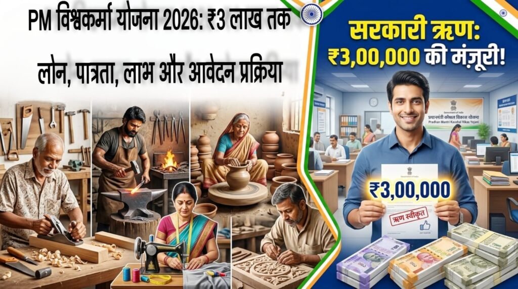 PM विश्वकर्मा योजना 2026: ₹3 लाख तक लोन, पात्रता, लाभ और आवेदन प्रक्रिया 3 PM विश्वकर्मा योजना 2026 में ₹3 लाख तक लोन की जानकारी