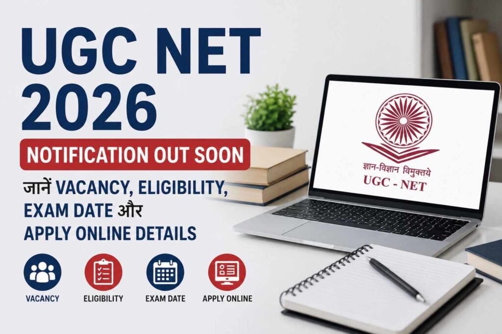UGC NET 2026 Notification Out Soon: जानें Vacancy, Eligibility, Exam Date और Apply Online Details 7 UGC NET 2026 notification out soon banner showing eligibility, exam date, and online application details